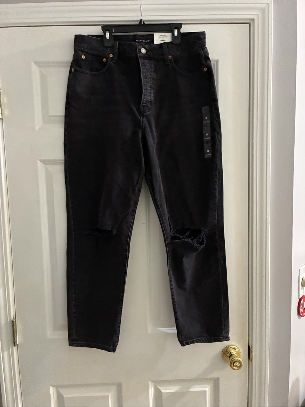 Lucky Brand Black High Rise Jeans with Knee Distress
